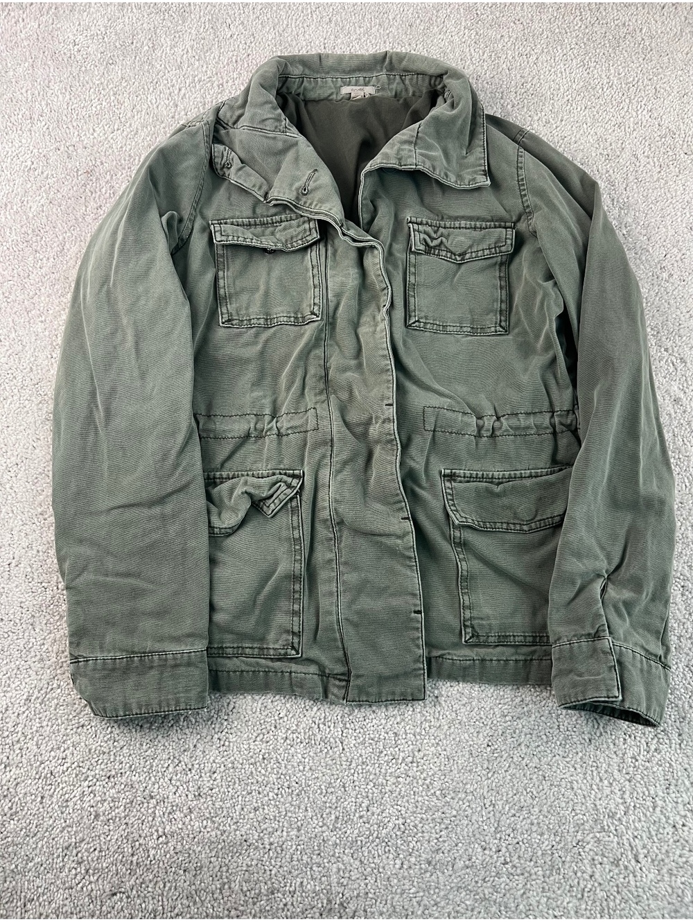 Ecote Olive Green Utility Jacket Military Style Cargo Pockets Lightweight